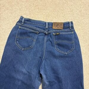 Vtg 80s Lee Jeans SZ 16 29x24 Blue High Rise Straight Leg Denim Made USA Hemmed